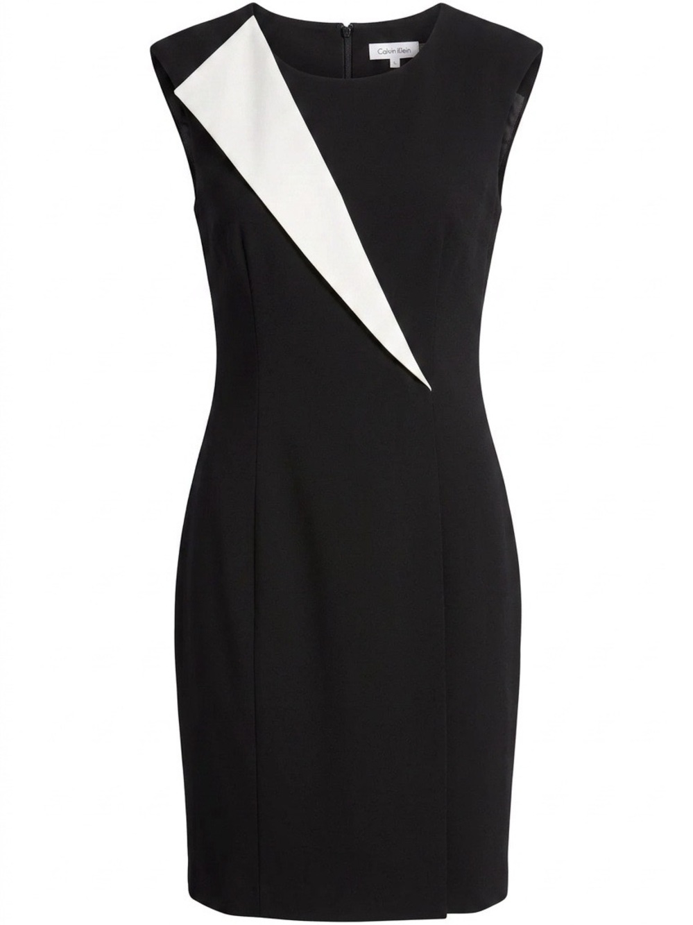 Midi Sheath Dress Black with White Colorblock by Calvin Klein